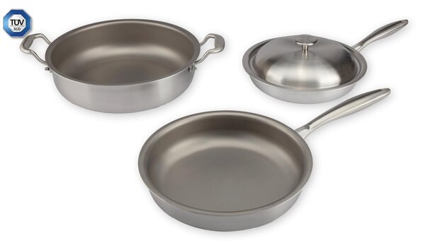 6-Piece TRITANIA ZERO-TOXIC Titanium Cookware Set, 100% Solid Titanium Cooking Surface, Nickel-Free