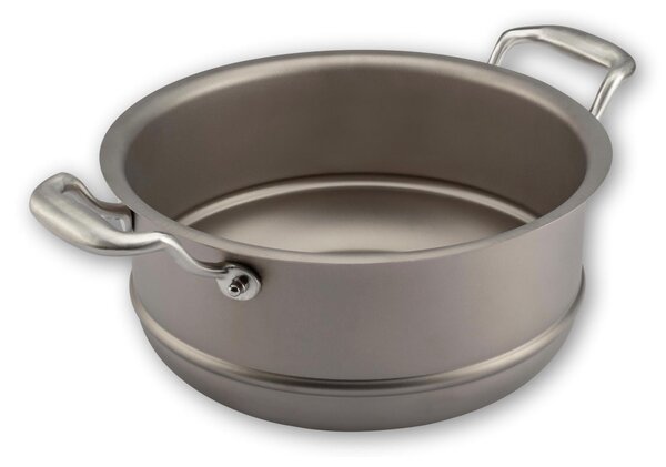 100% Titanium Steamer Basket with 2 Handles TRITANIA ZERO-TOXIC, Zero Nickel Solid Titanium Cooking Surface Diameter 24x h15 cm