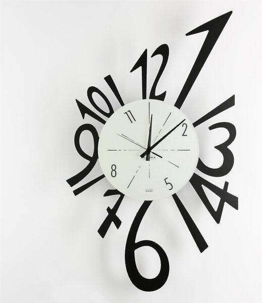 Wall Clock with Metal Structure and Glass Dial NUMERICO Size 43x70 cm, Black Hands, Arabic Numbers in Black