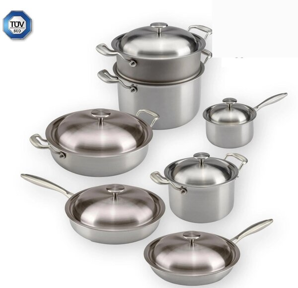13-Piece TRITANIA ZERO-TOXIC Titanium Cookware Set, 100% Solid Titanium Cooking Surface, Nickel-Free