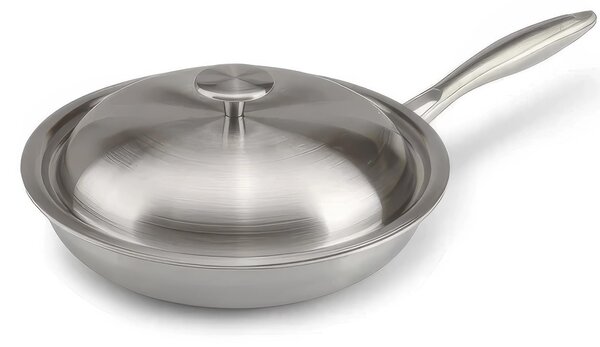 100% Titanium Frying Pan TRITANIA Zero Toxicity, Nickel-Free Solid Titanium Cooking Surface 24x h5 cm with Lid Included