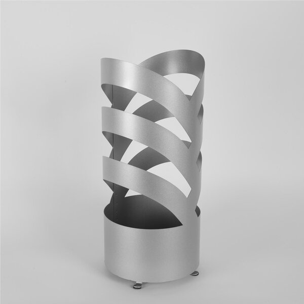 Modern Design Umbrella Stand ARCHI Metal Structure Laser Cut Size 25xh 58 cm with Raised Feet and Water Collection Tray Silver Metallic Colour