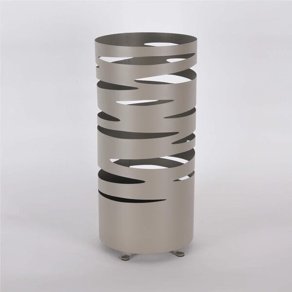 Modern Design Umbrella Stand STRAPPI BIG Laser-Cut Metal Structure Size 25x25xh 58 cm with Raised Feet and Water Collection Tray Pastel Dove Colour