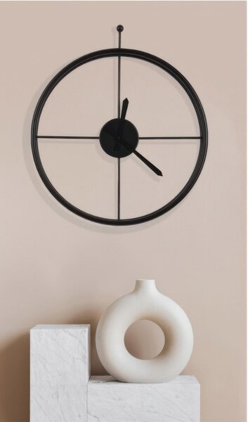 Large 60 cm Modern Wall Clock ESSENZIALE with GOLD Hands, Laser Cut and Coated in Matte Black Two-Component Paint