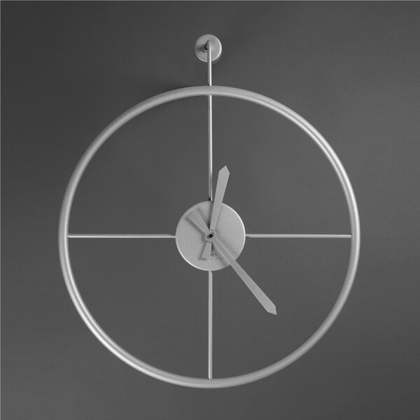Metal Wall Clock FIRENZE Dimensions 60 x h 70 cm with BLACK Hands, Numberless Metallic Silver Colour