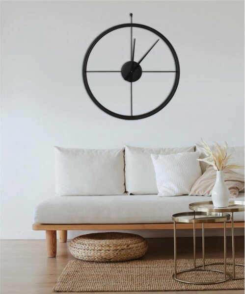 Modern Wall Clock BIG ESSENZIALE Large Size 90 cm with BLACK Hands, Laser Cut and Painted with Two-Component Black Paint