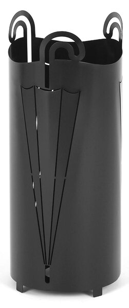 Modern Metal Laser-Cut Umbrella Stand OMBRELLO Size 20x20xh 49 cm with Raised Feet and Water Collection Tray, Black Colour