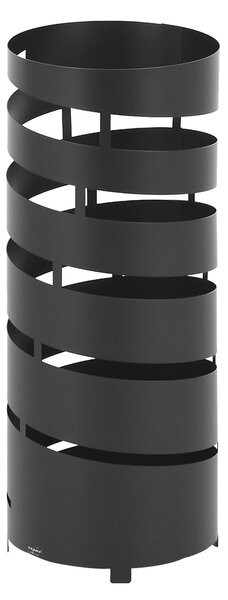 Modern Design Umbrella Stand POP SPIRALE with Laser-Cut Metal Structure, Size 20xh 49 cm with Raised Feet and Water Collection Tray, Matte Black