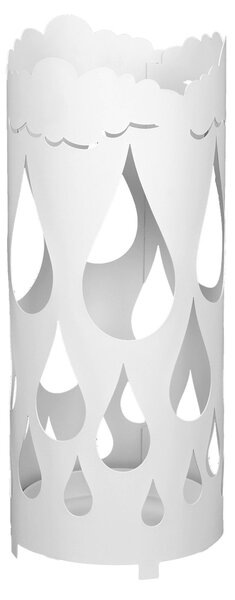 Modern Design Umbrella Stand POP GOCCIA, Laser-Cut Metal Structure, Dimensions 20xh 49 cm with Raised Feet and Water Collection Tray, White Colour