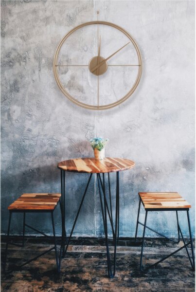 Modern Wall Clock BIG ESSENZIALE Large Size 90 cm Gold Hands Made with Laser Cut, Coated with Two-Component Gold Paint