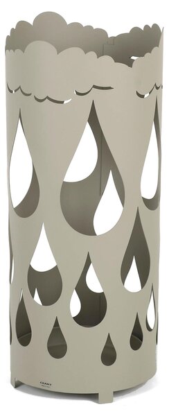 Modern Design Umbrella Stand POP GOCCIA with Laser-Cut Metal Structure, Dimensions 20xh 49 cm with Raised Feet and Water Collection Tray, Pastel Dove Grey Colour