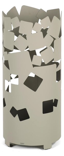 Modern Design Umbrella Stand BIG BOLLE Metal Structure Laser Cut Size 25x25xh 57 cm with Raised Feet and Water Collection Tray in Dove Grey Colour