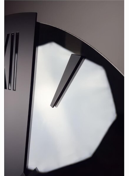 45 cm Wall Clock with Smoked Black Mirror Structure, Metal Hands and Raised Black Numbers