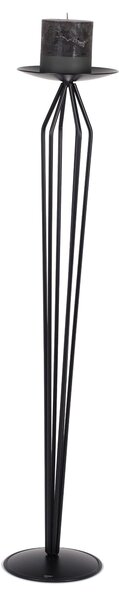 Wrought Iron Floor Standing Candle Holder, Stylised Matte Pastel Black 20x20x H 100cm