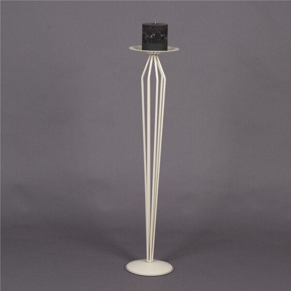 Wrought Iron Floor Standing Candle Holder, Stylised Cream Ivory Dimensions 20x20x H 90 cm