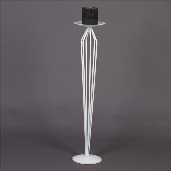 Wrought Iron Floor Standing Candle Holder, Stylised Design, Pastel White, Dimensions 20x20x H 90 cm