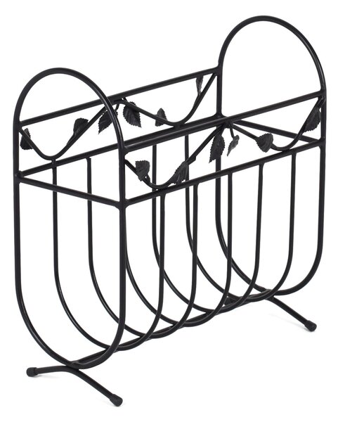 Wrought Iron Magazine Rack Model Leaves Dimensions Length 42x20xh44 cm Classic Style Black Colour Pastel