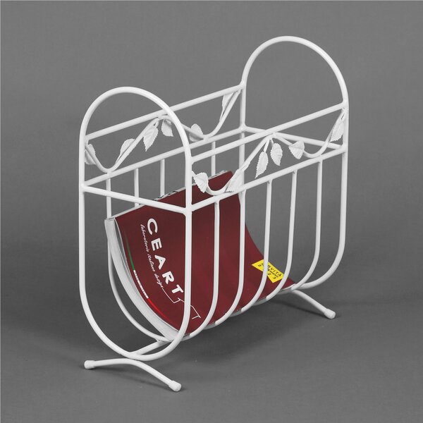 Wrought Iron Magazine Rack Leaf Model Dimensions Length 42x20xh44 cm Classic Style Pastel White Colour