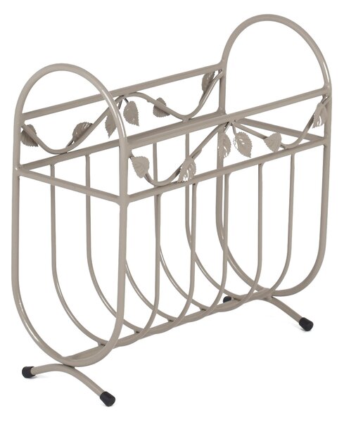 Wrought Iron Magazine Rack Model Foglie Dimensions Length 42x20xh44 cm Classic Style Pastel Dove Grey Colour