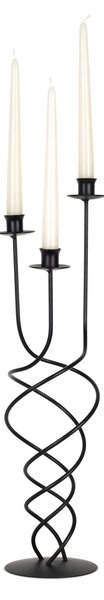 Twisted Iron Table Candlestick, 3 Flames in Wrought Iron, Dimensions 19x19x H 56 cm, Classic Modern Style, Pastel Black