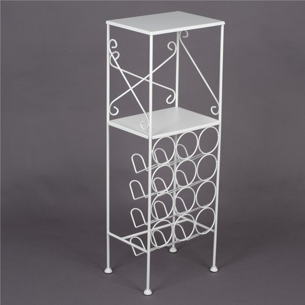 Wrought Iron Wine Rack Dimensions 37x28xh 101 cm Holds 12 Bottles Suitable for Country Shabby Provencal Style White Colour