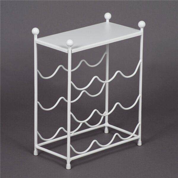 Wrought Iron Wine Rack, Size 37x20xh 46 cm, Holds 9 Bottles, Suitable for Country Shabby Proven�al Style, White Colour