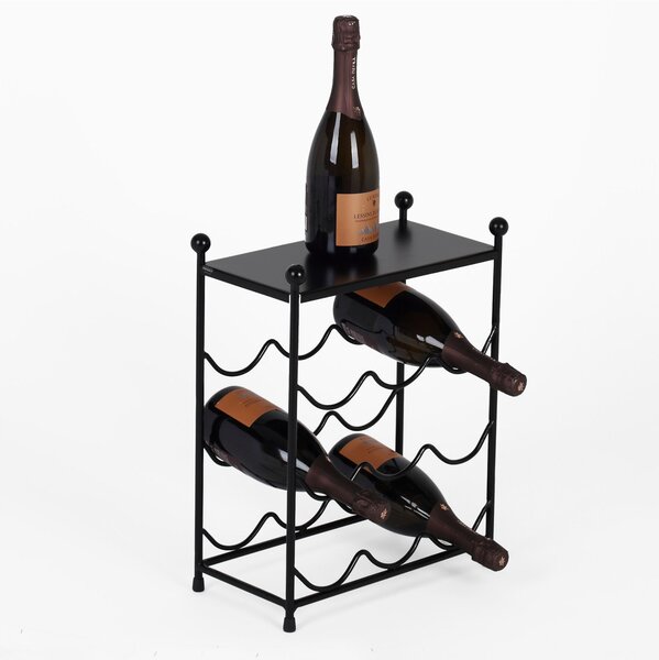Wrought Iron Wine Rack Size 37x20xh 46 cm Holds 9 Bottles Suitable for Country Shabby Provencal Style Black Colour