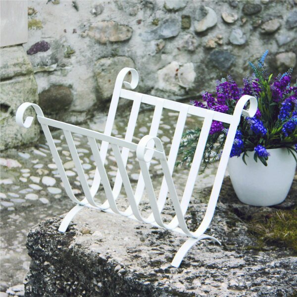 Wrought Iron Magazine Rack 'un riccio' Dimensions 41x28xh 27 cm Shabby Chic Style Pastel White Colour