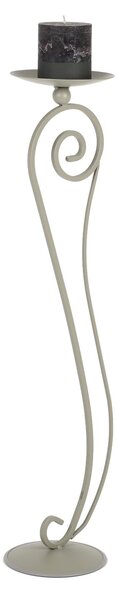 Wrought Iron Floor Standing Baroque Candle Holder, Dimensions 20x24x H 95 cm, Candle Holder Diameter 19.5 cm, Baroque Style, Pastel Dove Grey