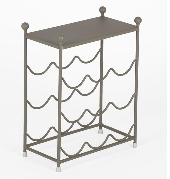 Wrought Iron Wine Rack Size 37x20xh 46 cm Holds 9 Bottles Suitable for Country Shabby Provencal Style in Pastel Dove Grey Colour