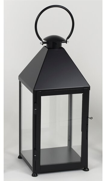 Classic Wrought Iron Lantern Minimalist Style Size 30x30xh 70 cm - Suitable for Outdoor and Indoor Handcrafted Matte Black