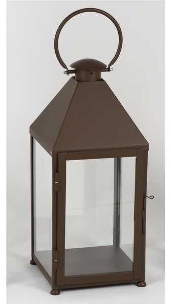 Classic Wrought Iron Lantern Minimalist Style Size 30x30xh 70 cm - Suitable for Indoor and Outdoor Environments Handcrafted Bronze Corten Colour