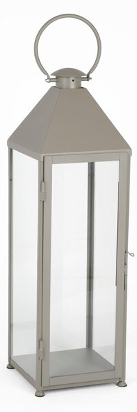 Classic Wrought Iron Lantern Minimalist Style Dimensions 30x30xh 120 cm - Suitable for Both Indoor and Outdoor Environments Handcrafted Pastel Dove Grey Colour