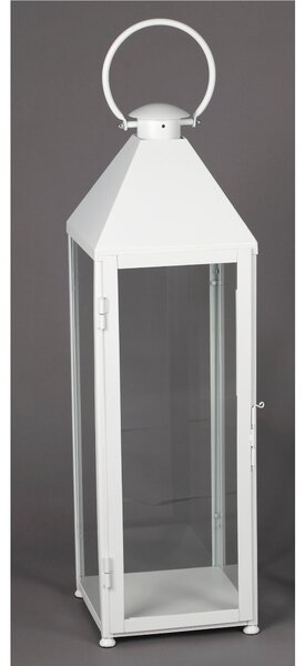 Classic Wrought Iron Lantern in Minimalist Style Size 30x30xh 120 cm - Suitable for Both Outdoor and Indoor Use, Handcrafted, Pastel White Colour