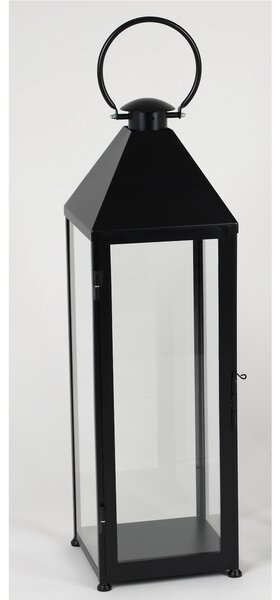 Classic Wrought Iron Lantern Minimalist Style Size 30x30xh 120 cm - Suitable for Outdoor and Indoor Handcrafted Matte Black