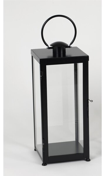 Wrought Iron Minimalist Style Flat Lantern Dimensions 30x30xH 73 cm - Suitable for Indoor and Outdoor Environments, Handcrafted Matte Black Colour