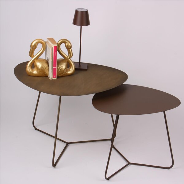Oval Coffee Table SMALL Modern Design Size 54x48x44 cm - Weight 6.8 kg Modern Style Corten Bronze Colour