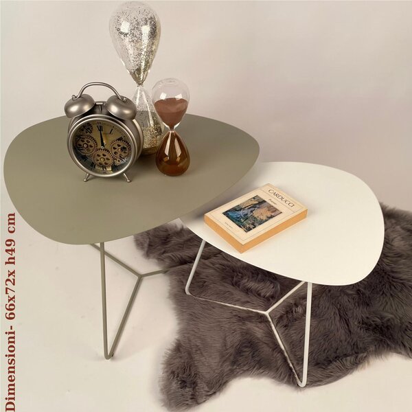 Oval Coffee Table BIG Modern Design Size 66x72x49 cm - Weight 7.8 kg Modern Style Pastel Dove Grey Colour