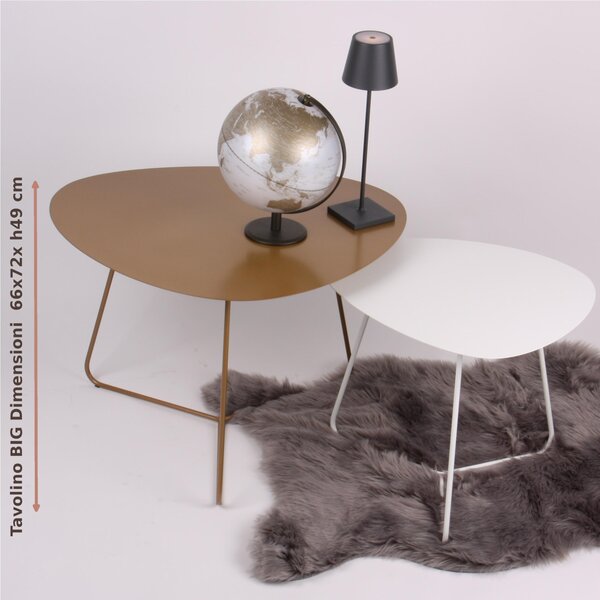 Oval Coffee Table BIG STONE Modern Design Size 66x72x49 cm - Weight 7.8 kg Modern Style Metallic Gold Colour