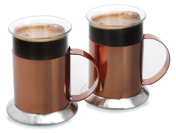 Set of 2 Copper Coffee Mugs Brown/Black