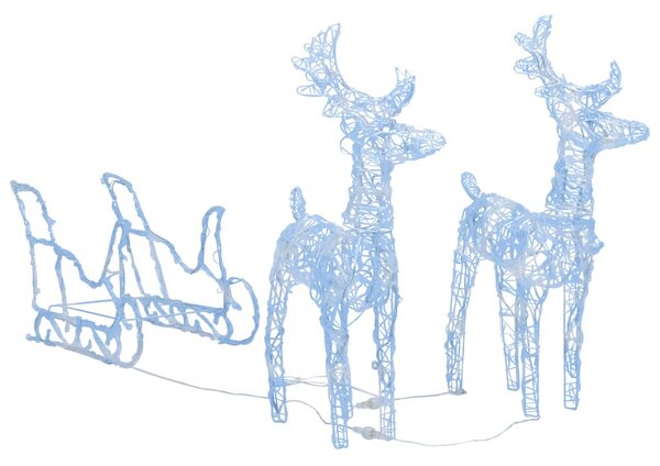 Reindeers & Sleigh Christmas Decoration 160 LEDs 130 cm Acrylic