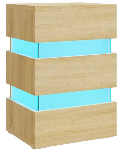 LED Bedside Cabinet Sonoma Oak 45x35x67 cm Engineered Wood