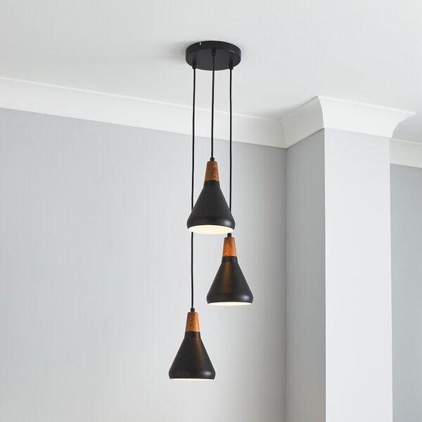 Elements Wolston 3 Light Cluster Ceiling Fitting Black
