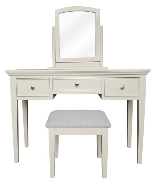 Charlotte 3 Drawer Dressing Table Set with Mirror, Ivory White