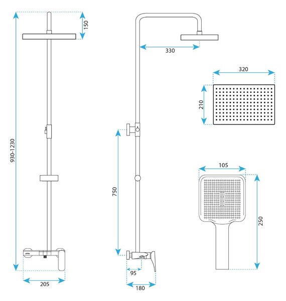 Shower set PREMIUM REA JOE Brush Copper