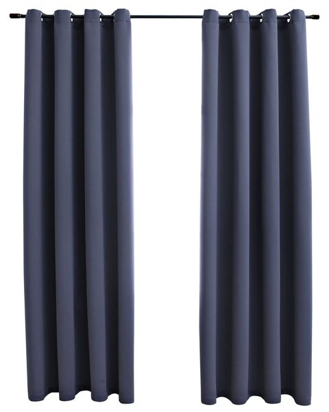 Blackout Curtains with Metal Rings 2 pcs Anthracite 140x245 cm