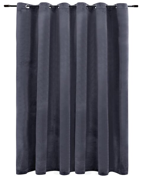 Blackout Curtain with Metal Rings Velvet Anthracite 290x245 cm