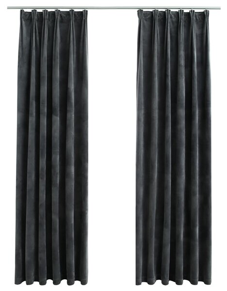 Blackout Curtains 2 pcs with Hooks Velvet Anthracite 140x225 cm