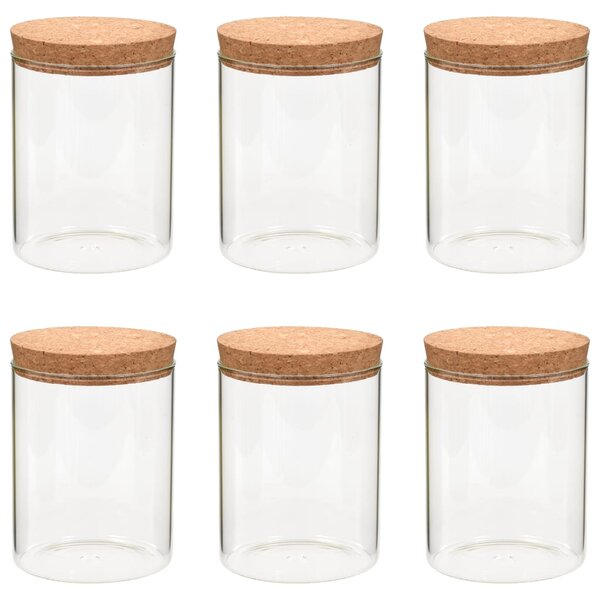 Storage Glass Jars with Cork Lid 6 pcs 650 ml