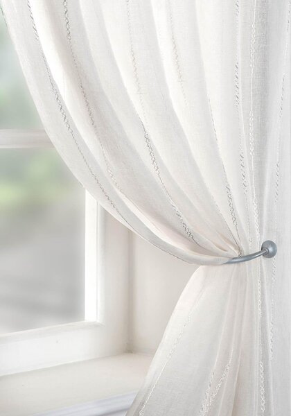 Chain Voile Curtain Panel White